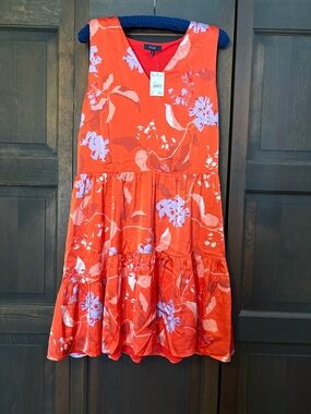 Versona Red Floral Tiered Sleeveless Dress